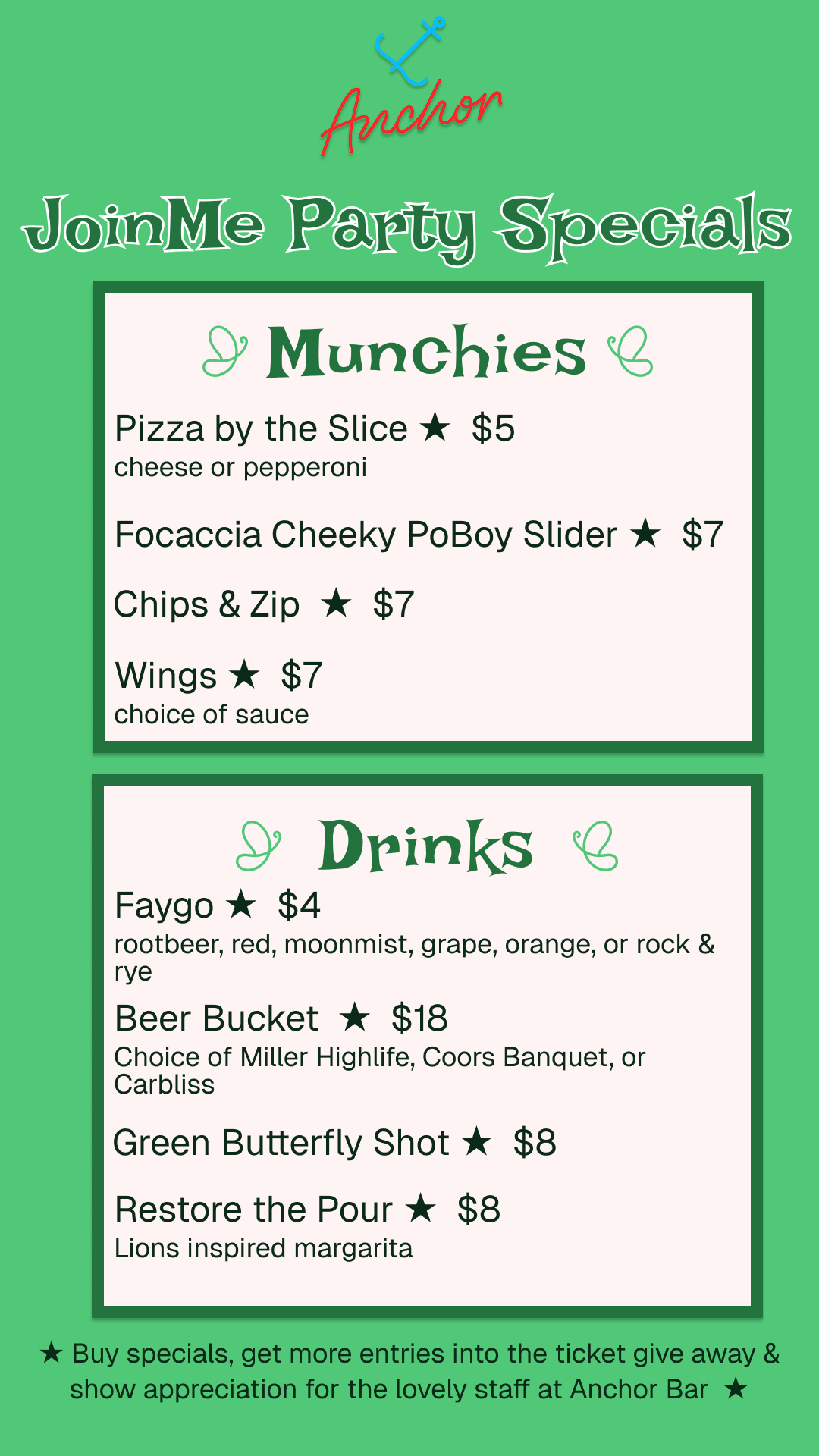 Detroit Launch Menu